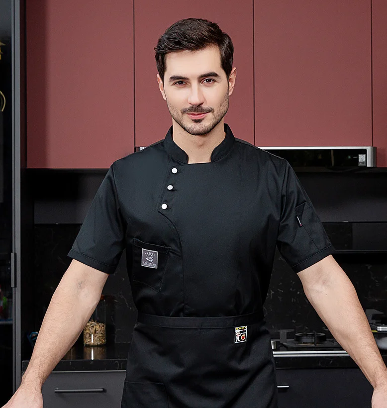 Absorbent Chef Uniform Short Sleeve Shirt Waterproof Kitchen Workwear Coat for Men Breathable Mesh Chef Jacket Uniforms