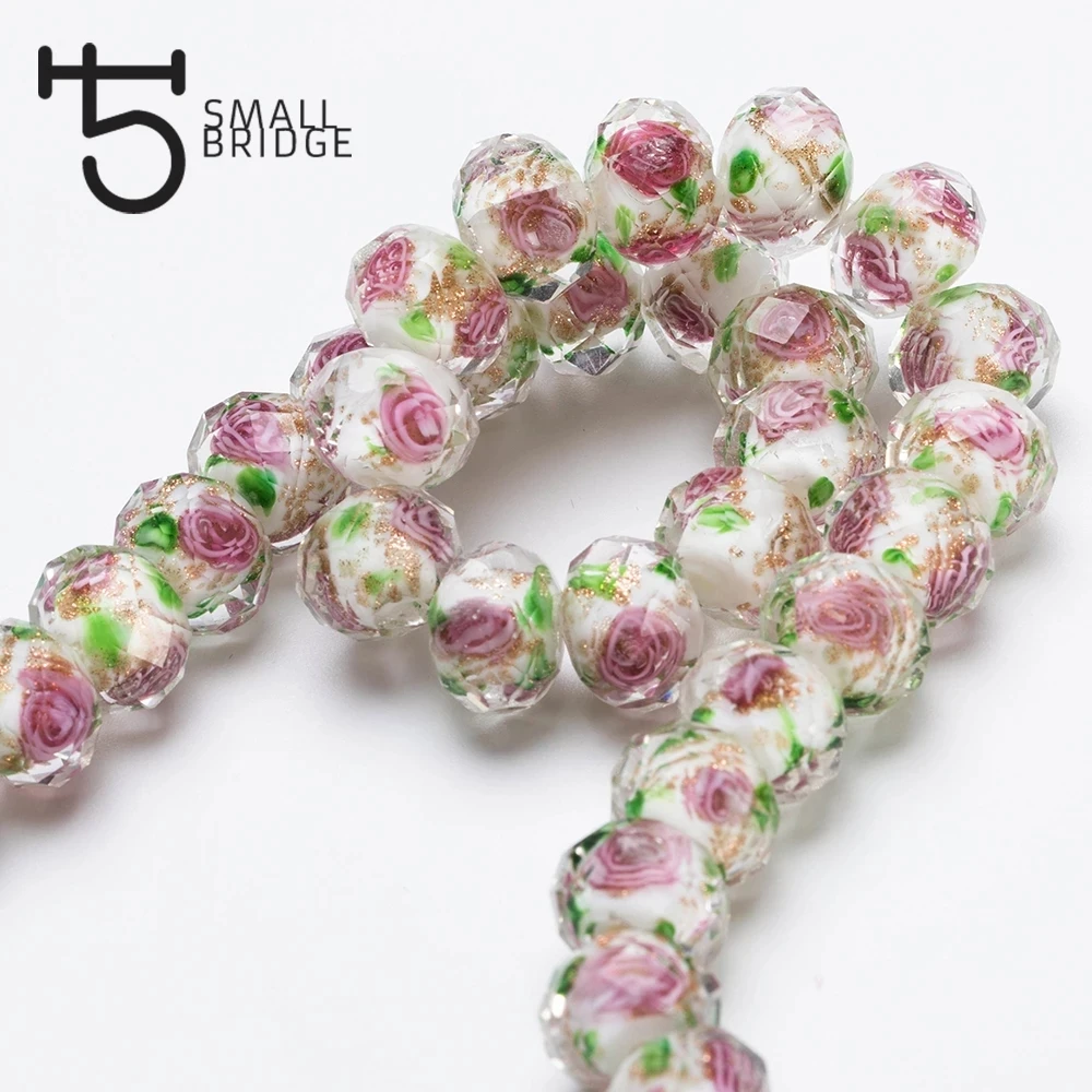 12mm Multicolor Murano Faceted Glass Lampwork Beads for Jewelry Making Diy Beads Flower Transparent Round Beads