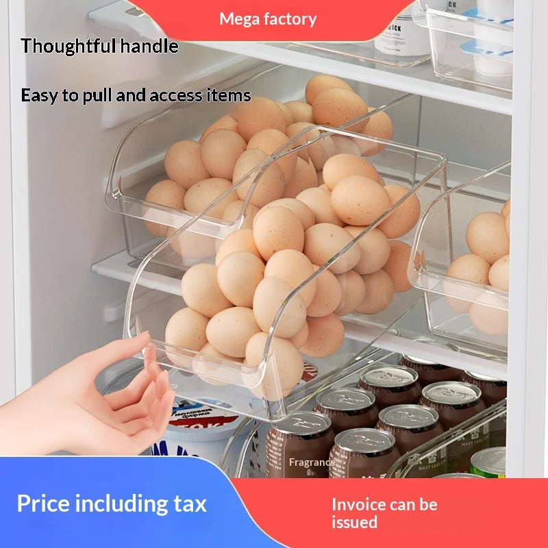 JX Plastic Open Egg Box Simple Refrigerator Storage Box Large Capacity Sorting Anti-String Transparent Summer Fruit Vegetable