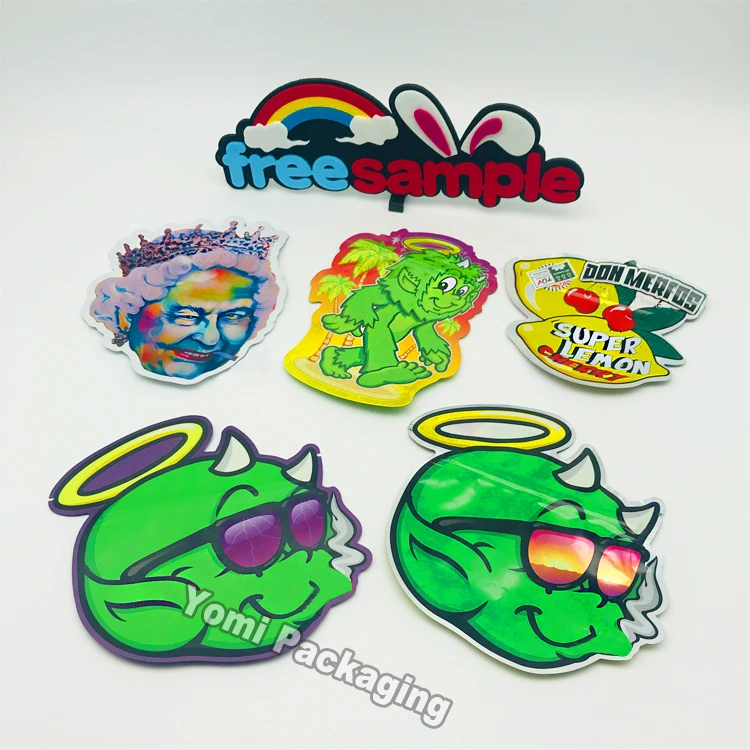 Custom Holographic Diecut Mylar Bags Small Printed Ziplock Bags Candy