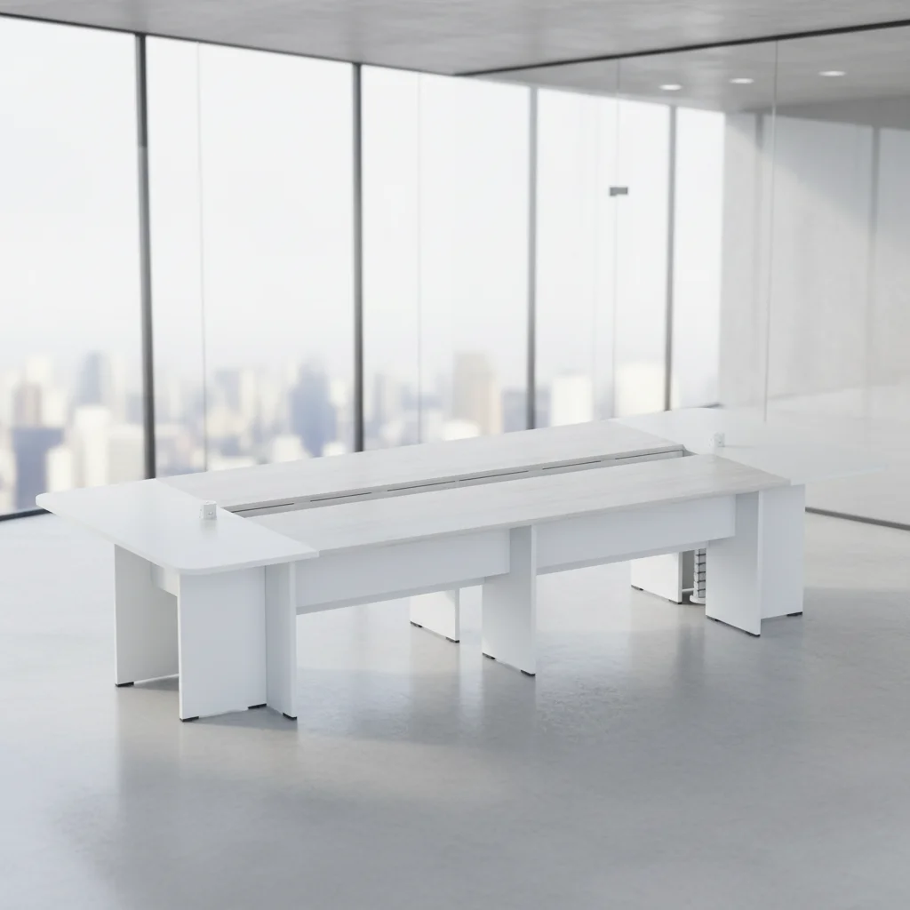 Large Convertible Extendable Boardroom Table Wood Frame Professional Office Building Conference Room Furniture 3
