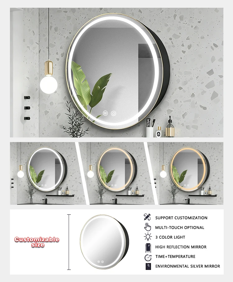 product hot sell modern luxury smart led aluminum storage anti fog waterproof ip44 single door mirror cabinet for hotel bathroom home-4