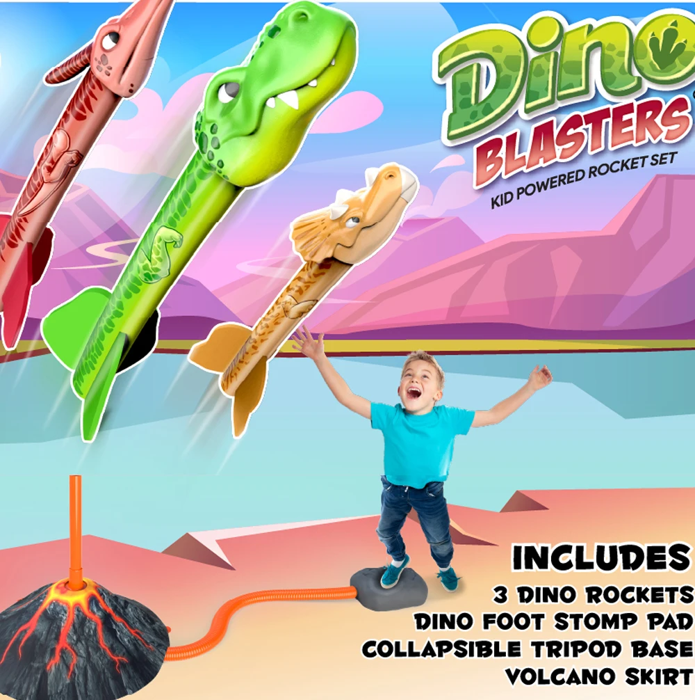 Dinosaur Air Rocket For Kids Foot Pump Launcher Air Pressed Stomp ...