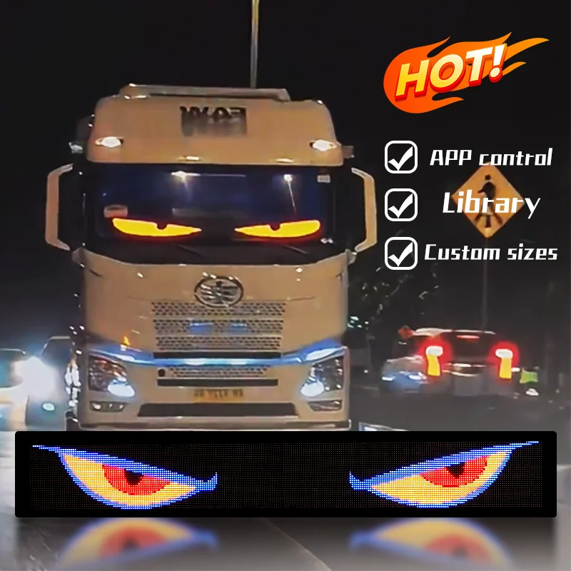 Internet Celebrity Devil Eye LED Screen Car Eye Light Truck Dynamic LED Light Smart Car Sticker Programmable LED Flexible Sign