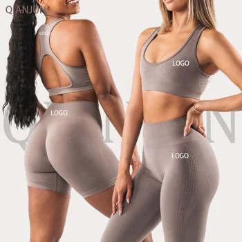 Custom LOGO Compression Shorts Womens Butt Lift Workout Lightweight High Waist Gym Fitness Sets Seamless Yoga Shorts For Woman