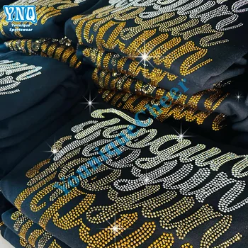 Wholesale Price Cheer Bling Hotfix Custom Rhinestone Heat Transfer Design Iron on T-shirt