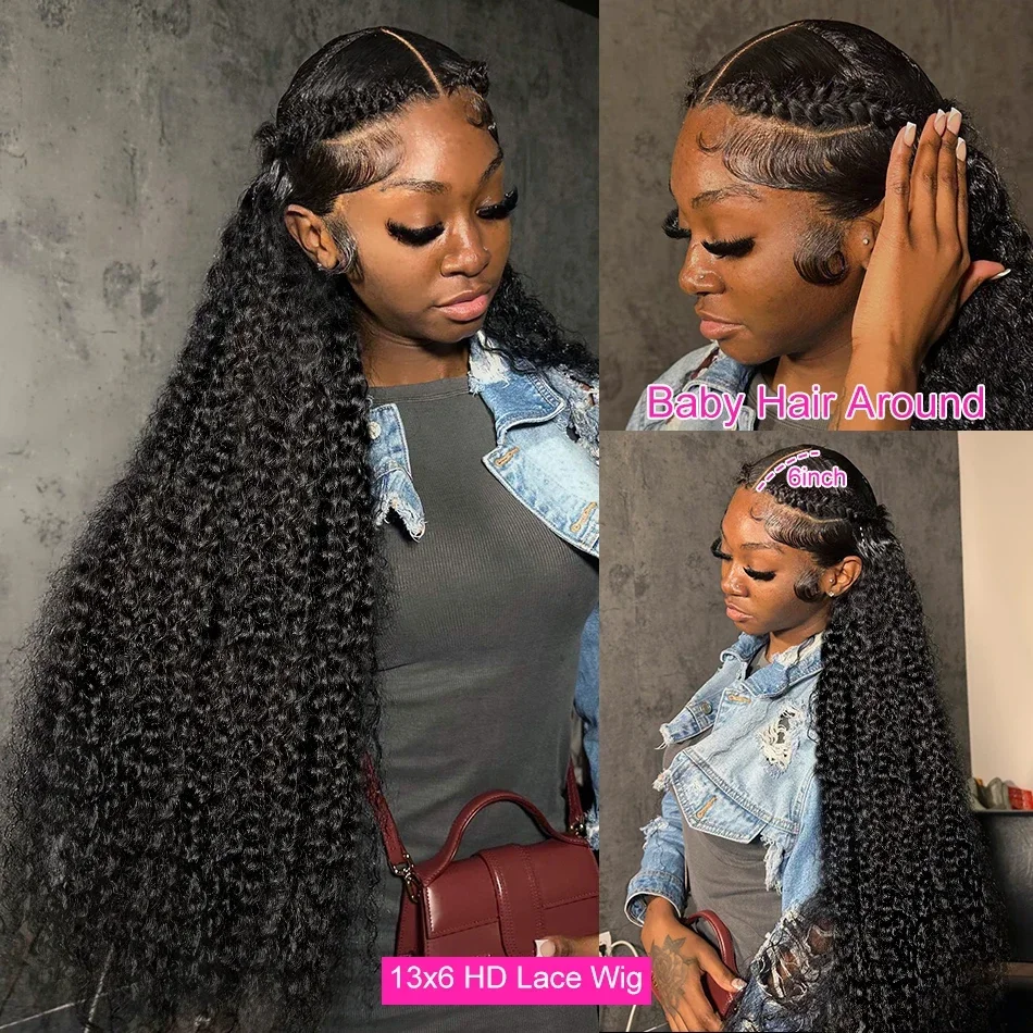 Parrucca frontale con onda profonda da 32 pollici, parrucca frontale in pizzo trasparente a 360°, per capelli umani, per donne_voghion.com