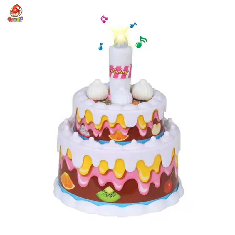 Brinquedo de bolo de aniversário para crianças fingem jogar jogo de comida  com luz (82pcs)