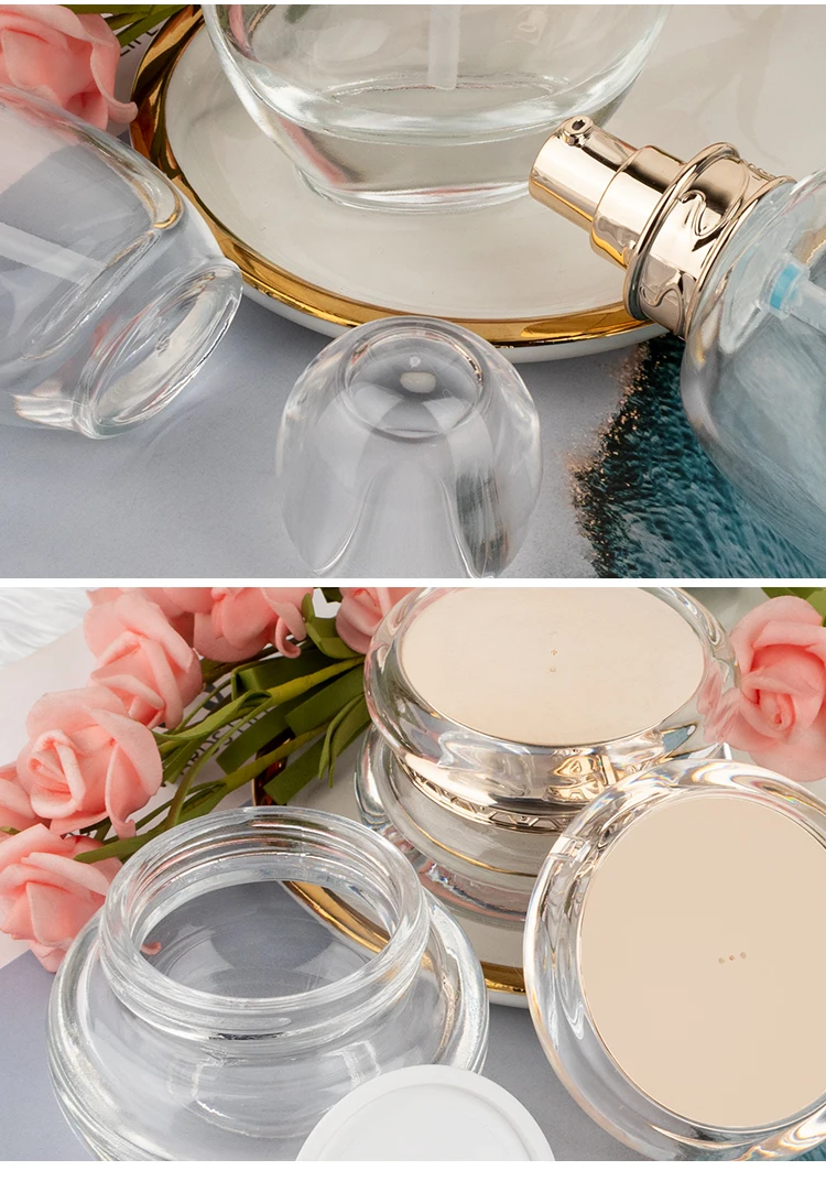 120ml 100ml 40ml clear oval customized empty luxury cosmetic face cream jar skin care bottle sets packaging factory