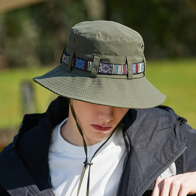 Summer Hiking Hat Men and Women Bucket Hat Fishing Cap Outdoor Camping Anti-UV Sun Hat Hiking Cap