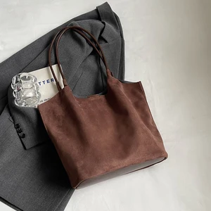 Autumn Winter Luxury Ladies Suede Bag Bucket Custom Pu Leather Handbag Suede Shoulder Bag For Handbag Women Customised Tote Bag