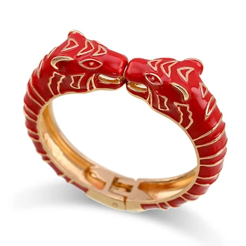 KAYMEN New Arrivals Tiger Cuff Bracelet Statement Bangle for Women Hot Selling Luxury Animal Colorful Enameled Bangles Jewelry