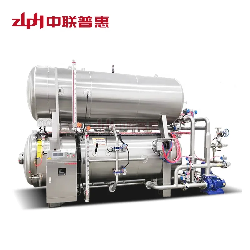 ZLPH Automatic Rotary Water Immersion Retort Machine Food Sterilizer for Meat Canned Food Core PLC Components Pump Farms Restaurants