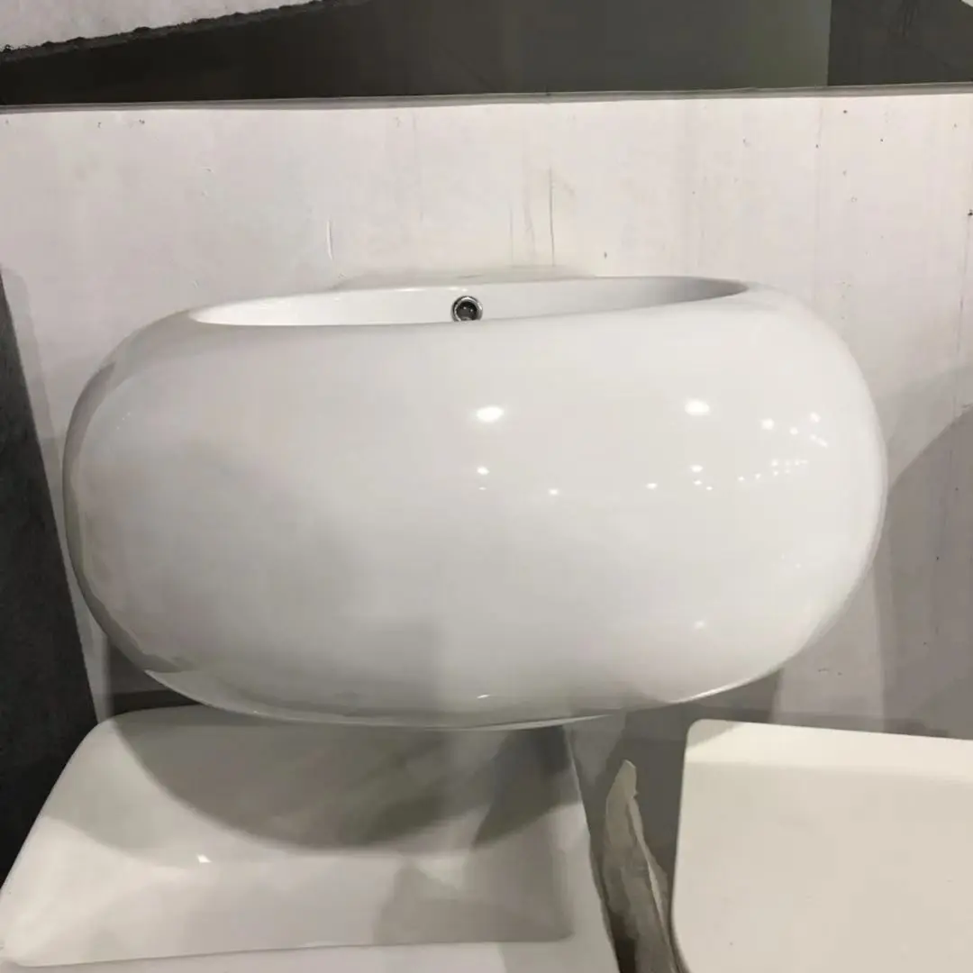Bathroom Sanitary Ware Suite Wall Hung Hand Wash Basin Ceramic Oval Egg Sinks