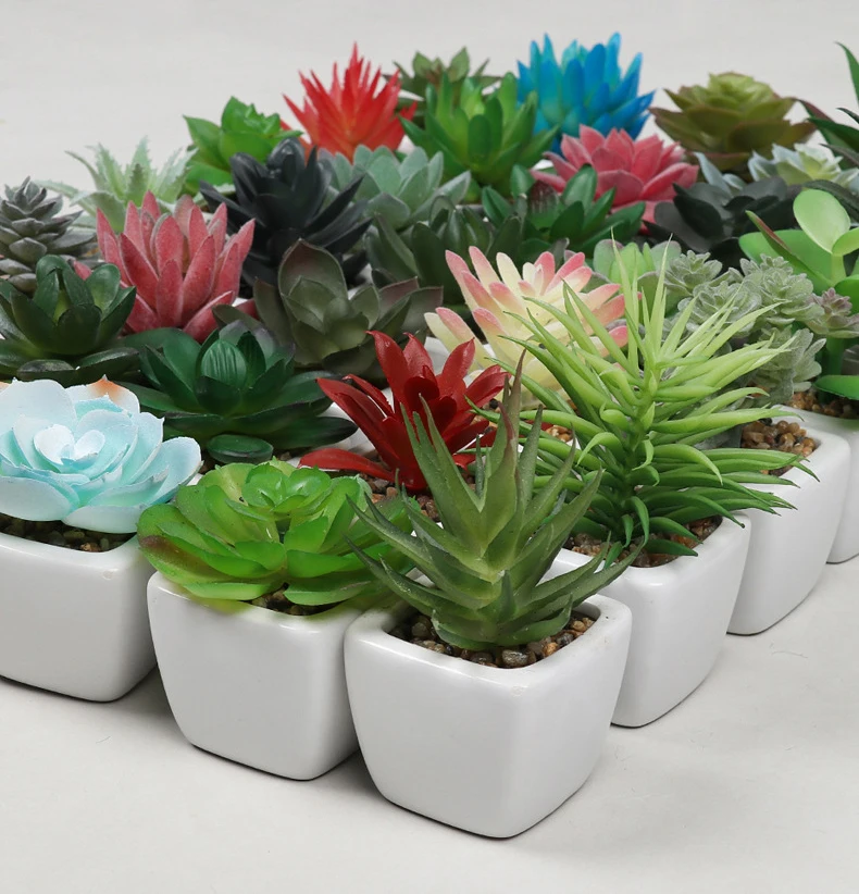 Indoor Outdoor Garden Ornament Faux Cactus Mini Assorted High Simulated  Small Artificial Succulent Plant in Ceramic Glass Pots| Alibaba.com