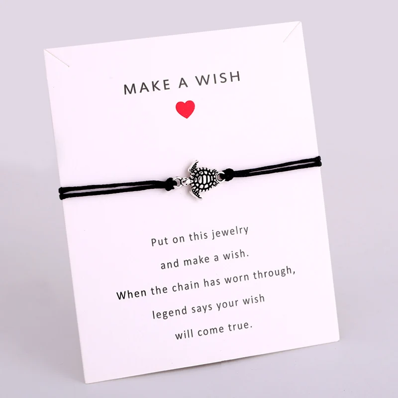 Регулируемый Шарм в виде зеленой морской черепахи, сделай пожелание, модные браслеты ручной работы