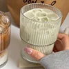 Vertical striped bamboo-shaped cup, 400ml [No lid, no straw - 1 piece]