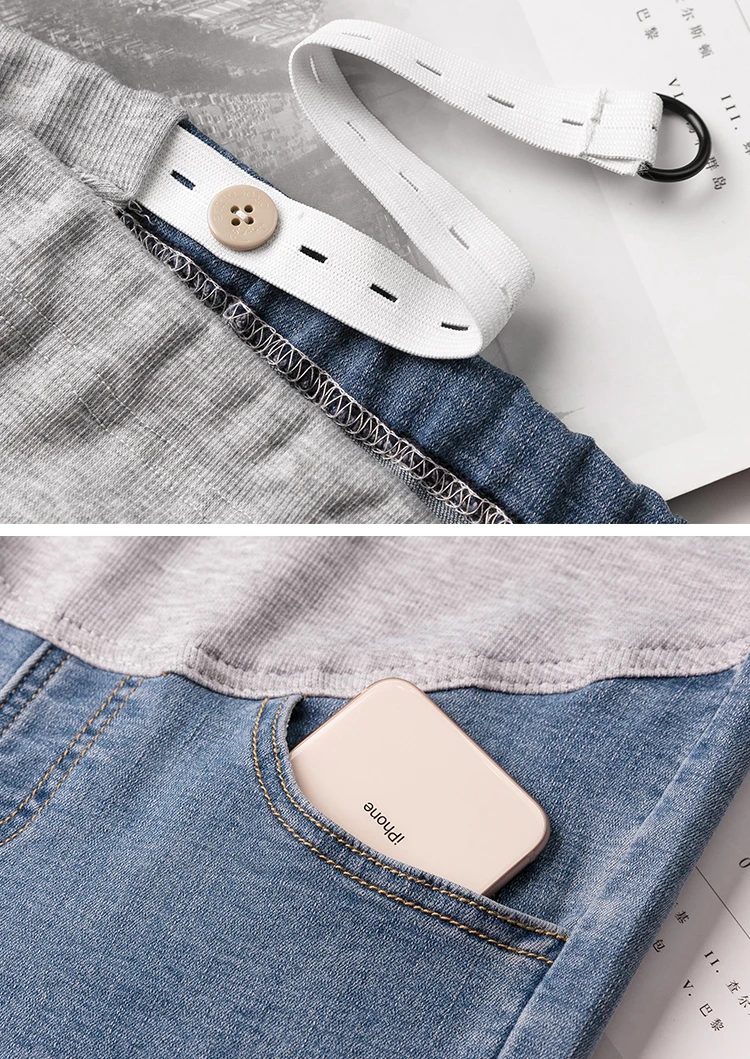 Maternity Ripped Jeans Skinny Stretch Denim Pencil Pants Pregnant