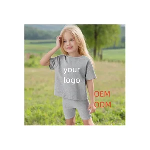 Wholesale Kids Clothing Little Boy Casual Sweat Suits with Solid Pattern Shorts Sets