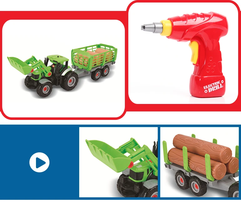 
 Как 2 в 1, постройте свой собственный автомобиль, игрушечный Фермерский грузовик с электрической дрелью, светом и звуком | Подарочные игрушки для мальчиков 3,4,5,6,7 лет  