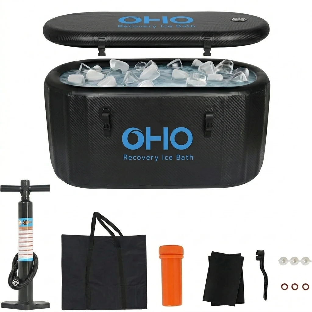 OHO Inflatable Ice Bath Tub for Sport Recovery Cold Water Therapy Portable Folding Design Oval Shape Freestanding 1-Person Use