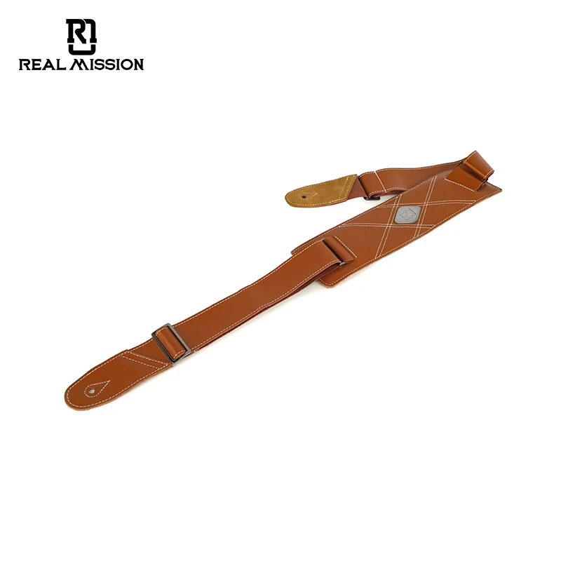 Real Mission Mountain Ridge high end Leather guitar strap PU electric guitar strap factory wholesale bass belt Pu Guitar Strap