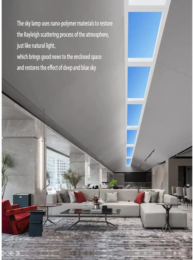 LED Intelligent Blue square Flat Led Panel for Office Lighting Skylight Roof Window Automatic Industrial Living Room