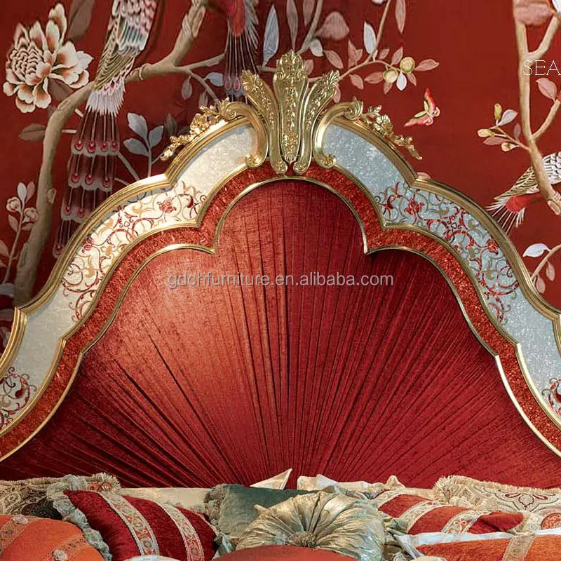 European Luxury Solid Wood Bed Creative Shell Art Inlaid Princess Bed ...