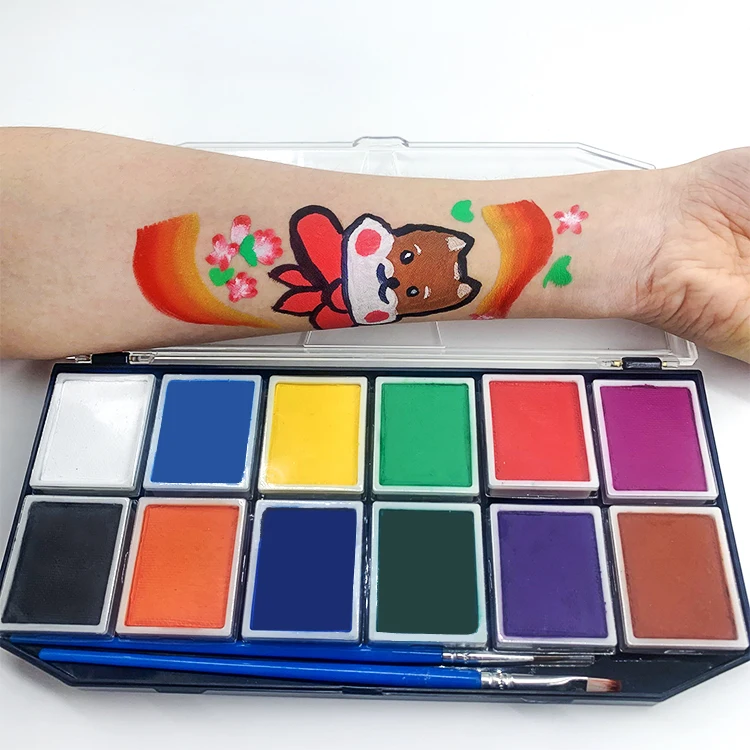 12 Colors Halloween Face Painting Palette Professional Facepainting