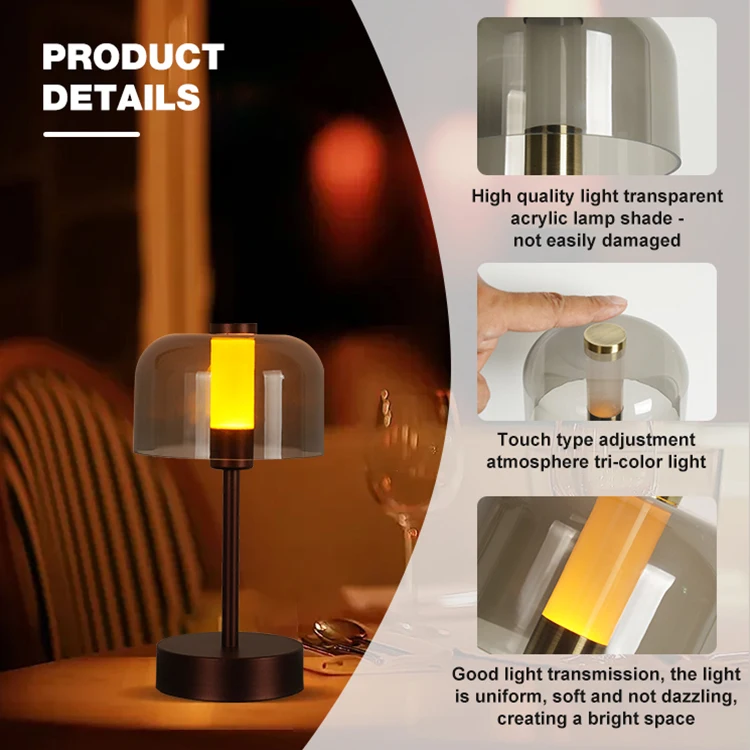 Elegant Simple Design Smart Touch Control Dimmable Acrylic Lampshade Led Table Lamp for Bedroom