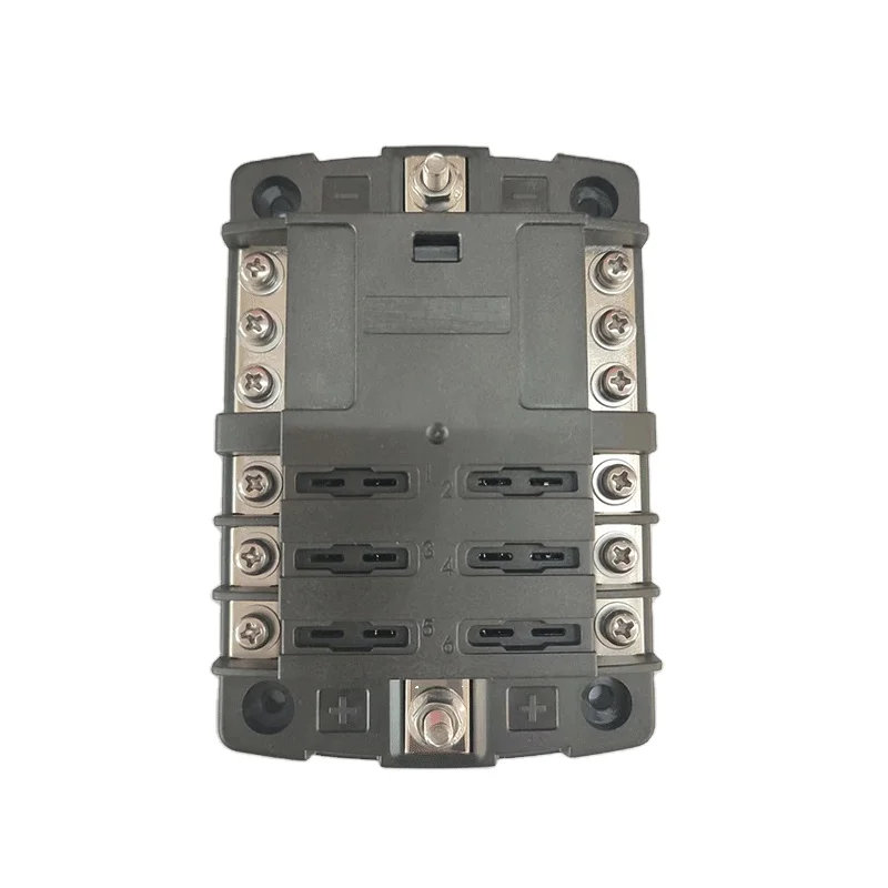 6 Circuits Blade Fuse Box with Negative Bus Cover ST Blade 6 Way Fuse Block Fuses for Cars