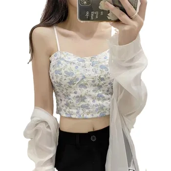 2023 Summer New all for Women Slim crop top Lace floral Pastoral crop top for women