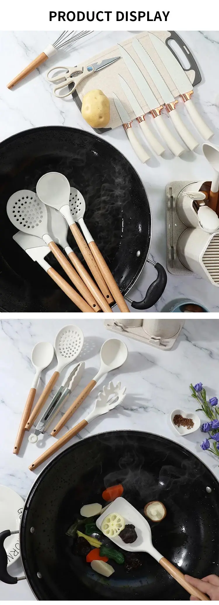 Silicone Kitchen Utensils Set 18 Piece Tools Utensils Full Set Kitchen ...