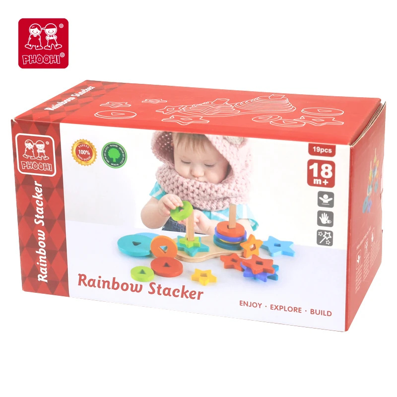 Ранние детские развивающие детские деревянные Радуга Штабелер башня Игрушки для малышей 1 +