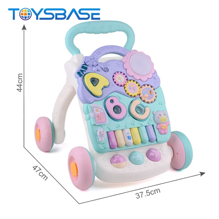 2 in 1 Adjustable Musical Learning Table Trolley Baby Walker Activity Toy