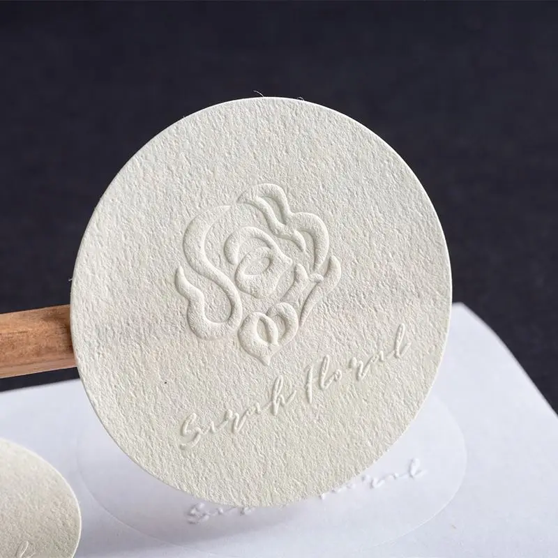 Paper Self Adhesive Label Thank You Sticker Custom Print Deboss Logo Color Thank You Stickers With Tissue Paper and Card