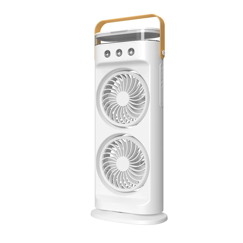 Rechargeable Dual Head Water Mist Air Cooling Fan with LED Light & 600ml Water Tank thumbnail