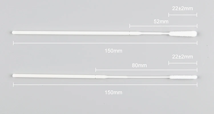 500 unidades de bastoncillos nasofaríngeales estériles para muestra punta de flocado de nailon con punto de rotura de 80 mm punta de terciopelo suave 