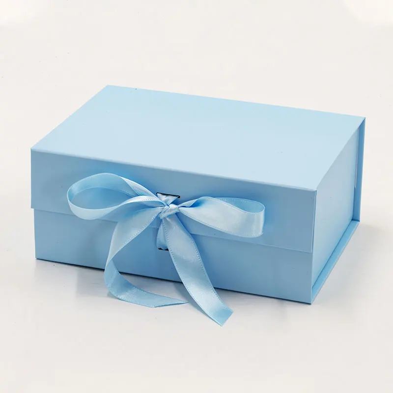 Geoto Packaging Elegant Baby Blue Sturdy Folding Gift Package Box With