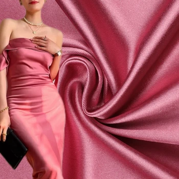 Wholesale Manufacturer designer 4 way stretch stain fabric pink english 96% polyester 4% spandex knit fabric rolls