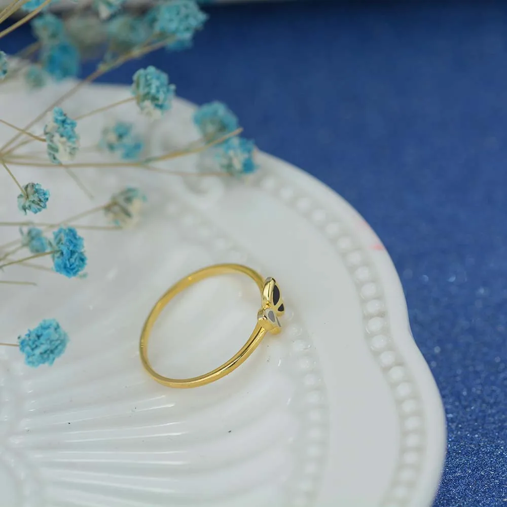 18k Gold Simple Lovely Style Butterfly Couple Vintage Pure Gold Couple