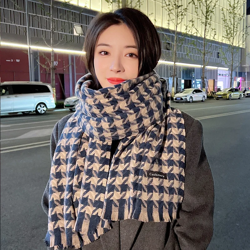 HYUET Grande Écharpe Chale Femme Homme Pashmina à Carreaux Avec Glands - Chaud Automne Hiver