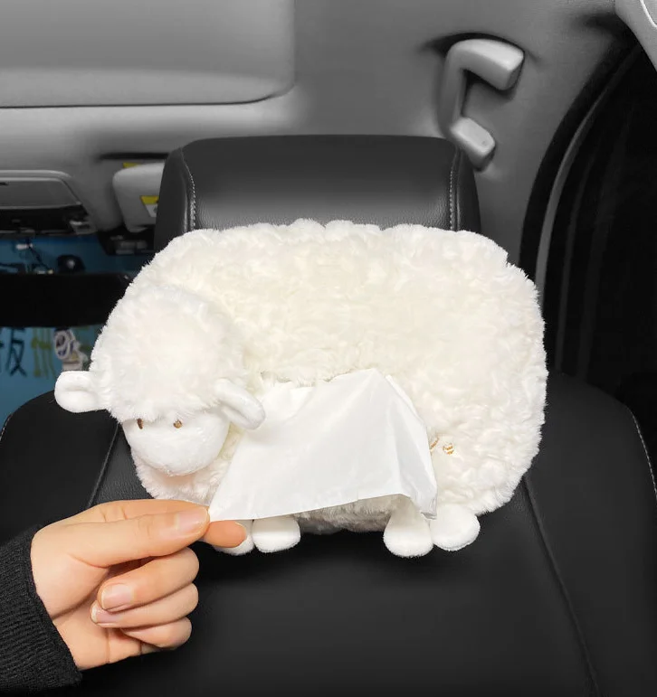 Cute Sheep Car Tissue Holder Paper Napkin Hanging On Car Sun Visor Back