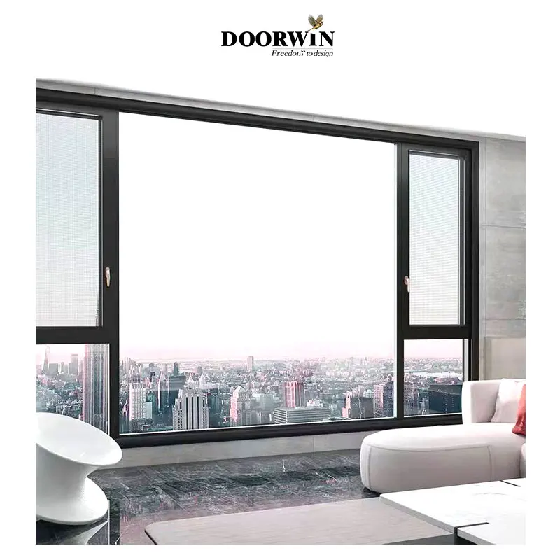 Panoramic Customized Tilt And Turn Picture Windows Heat Insulated Windproof Aluminum Extra Slim Frame Windows