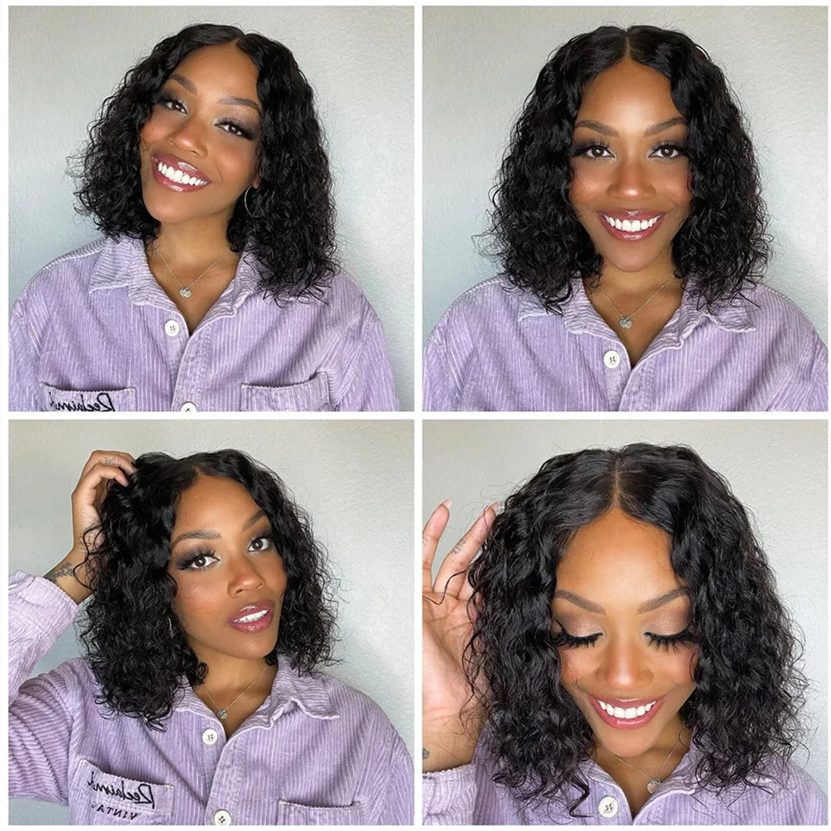 7x6 Wear And Go Bob-parykker for kvinner Ekte hår Dypbølget blonder foran Parykk Kort Bob-lukking Parykk Remy-hår Limfri parykk 250 tetthet_voghion.com