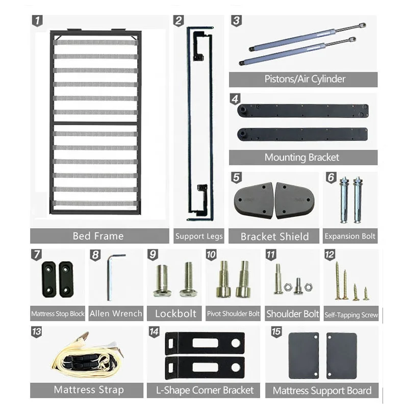 Manual Vertical Murphy Bed Hardware Kit Space Saving Folding Wall Bed Mechanism With Sofa Connector