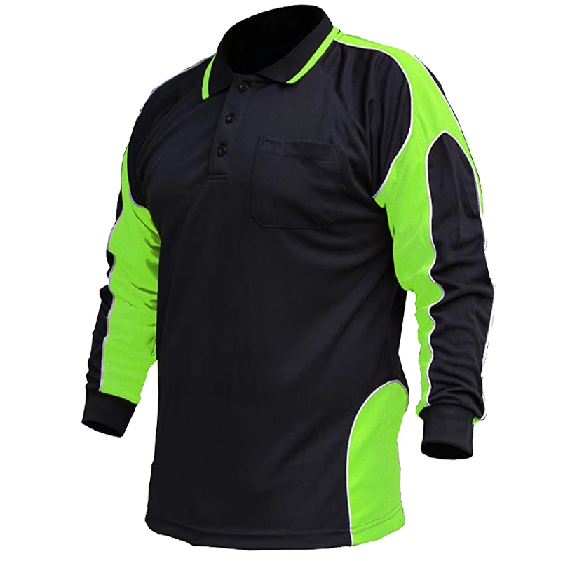Mens Customized Fluorescence Color Block Reflective Work T Shirt Quick