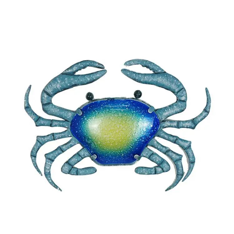 LiffyCoastal 3D Animal Crab Wall Art Metal Outdoor Handicraft Fused Glass Wall  For Swimming Pool