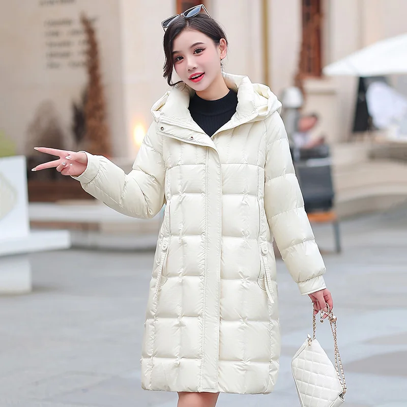 New Luxury Long Plus Size Women's Shiny Down Jacket High Waterproof Women's Down Jacket Coat