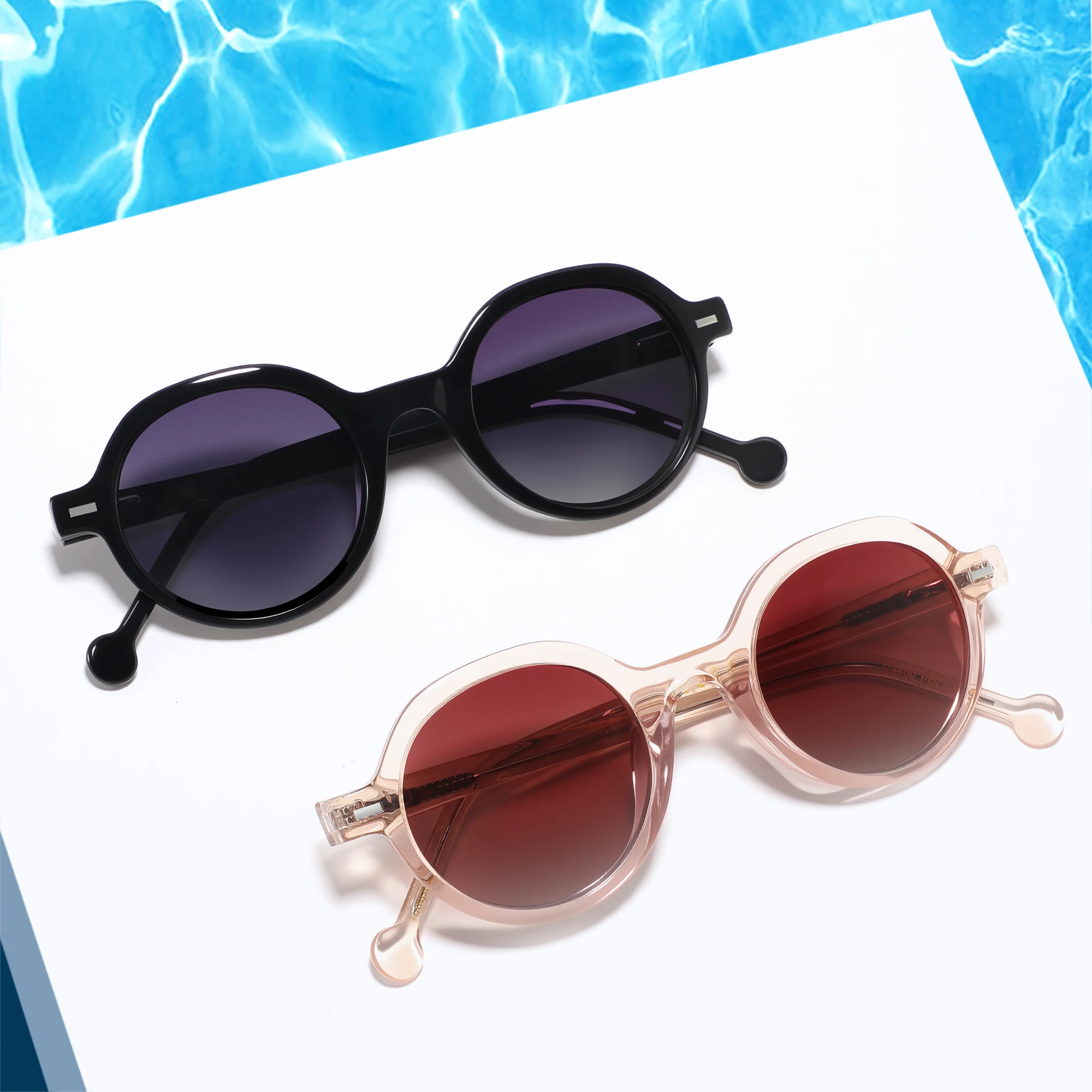 CONCHEN Manufacturer Luxury Designer Unisex Round Frame Custom Logo Polarized Acetate Sunglasses_voghion.com